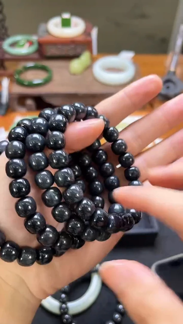 未镶嵌手串和田玉若羌毛毛矿 卡11青花 多样性发一