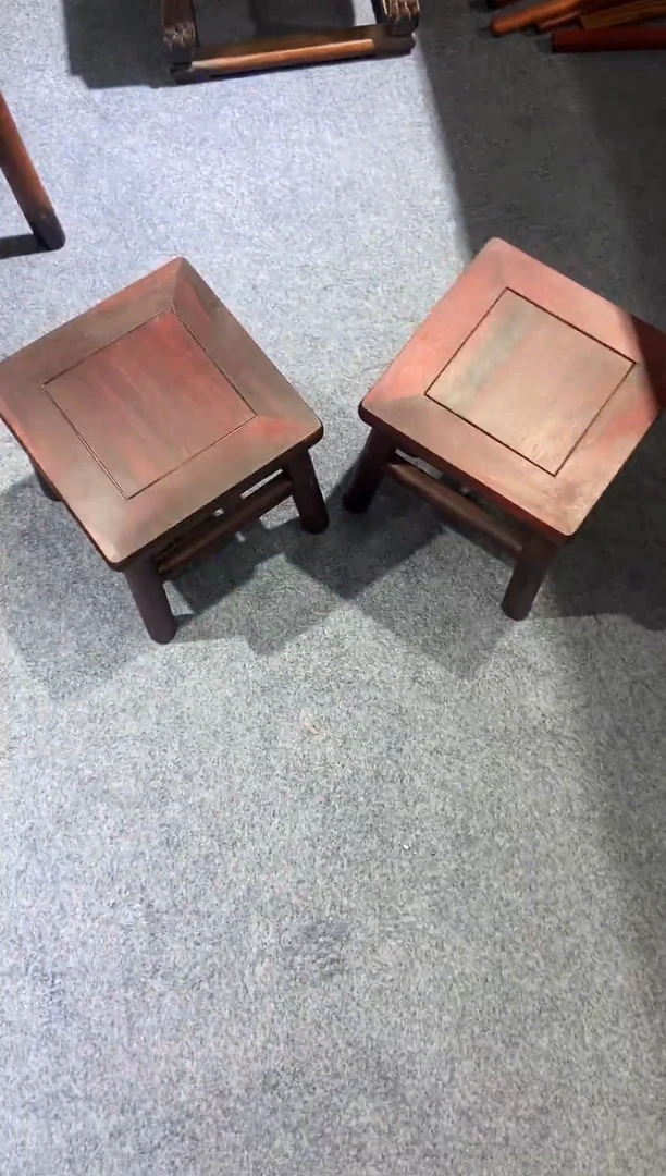 花梨木类成套家具坚***步小叶紫檀旧款凳子一对