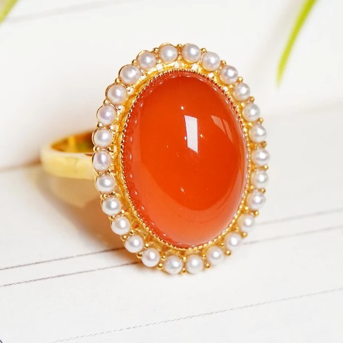 保山南红18K戒指【承禧原矿】GH06-9002多样性其一