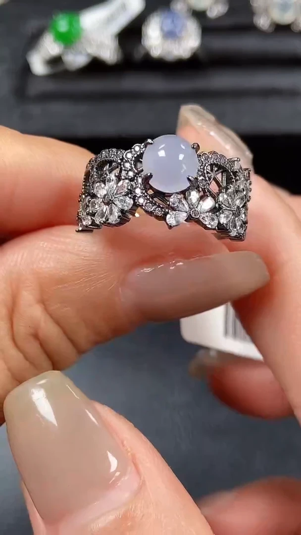 银S925镶嵌戒指翡翠3564