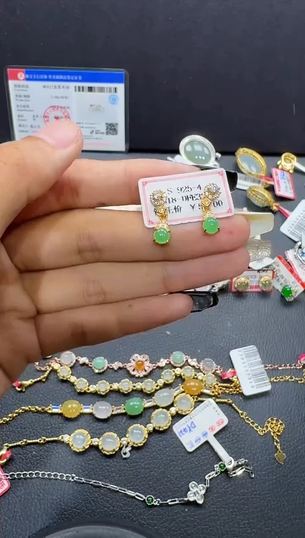 翡翠戒指银S925镶嵌戒指536