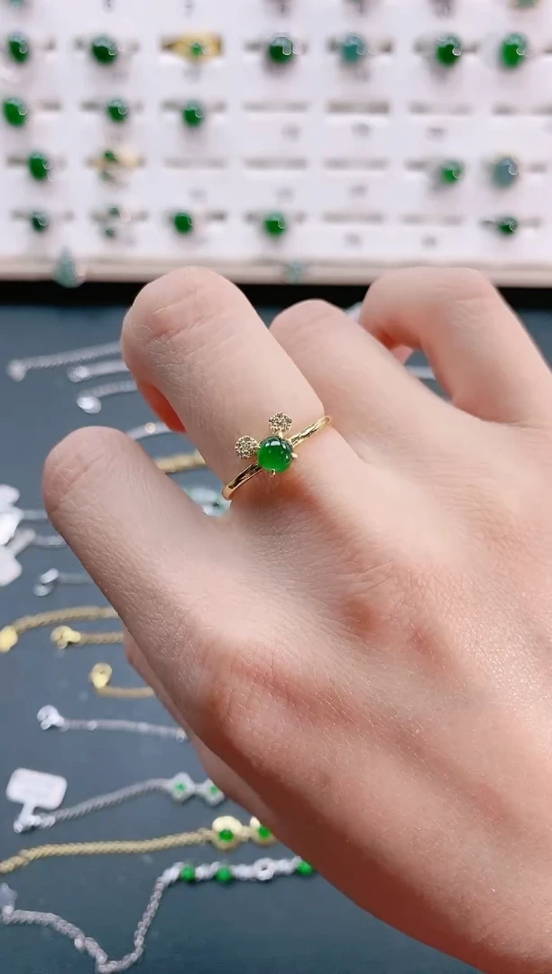 【闪购商品】翡翠戒指银S925镶嵌天然翡翠