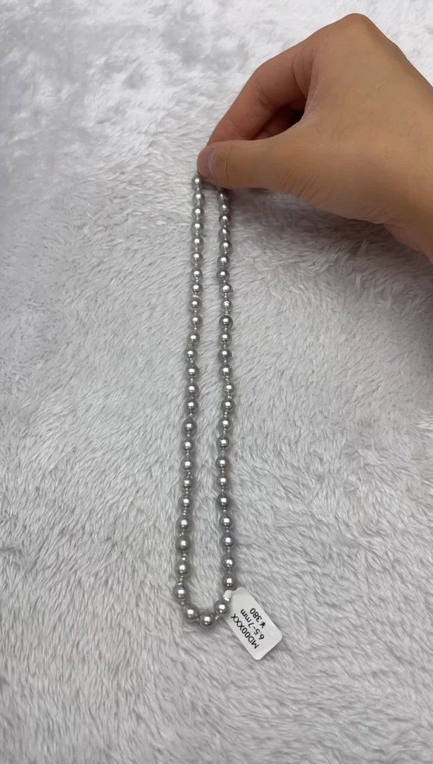 海水珍珠银S925镶嵌项链AK真多麻6.5-7mm