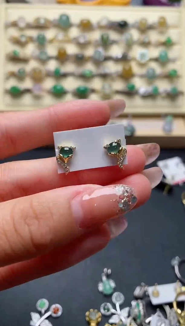 银S925镶嵌戒指翡翠5555555+8