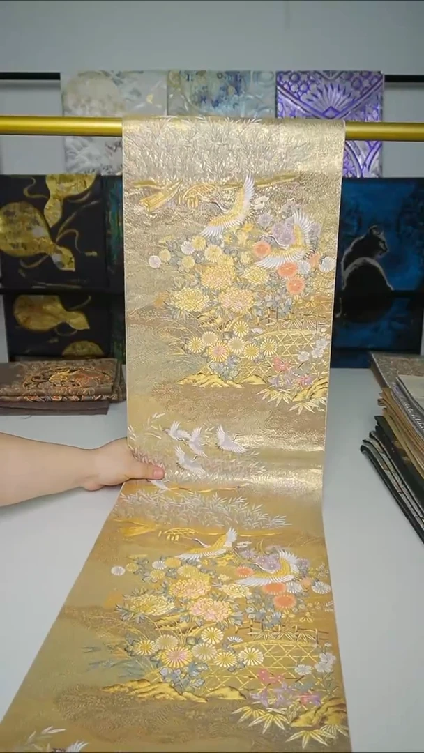 织绣织锦9仙鹤花卉