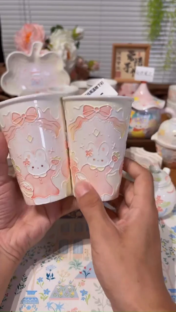 杯26号高温釉下彩立体手绘手工陶瓷瑕福利