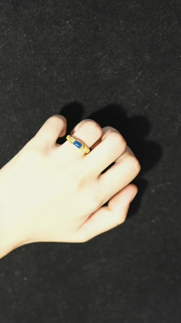 【闪购商品】琥珀裸石银S925镶嵌多米银戒