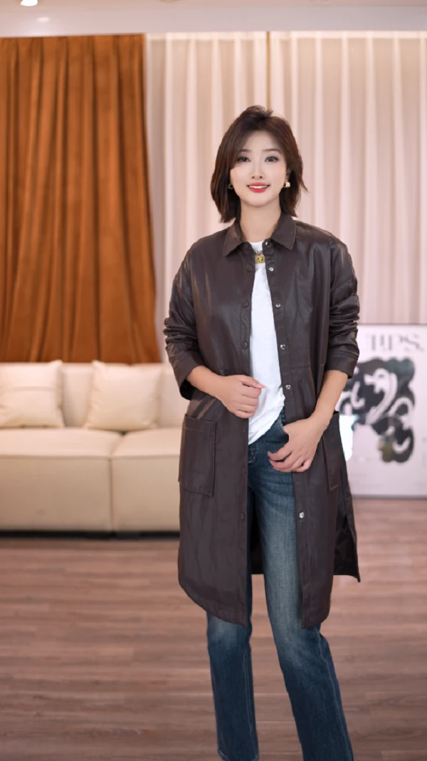 法式皮风衣外套秋季新纯欲慵懒风女装时尚宽松气质显瘦长大衣312
