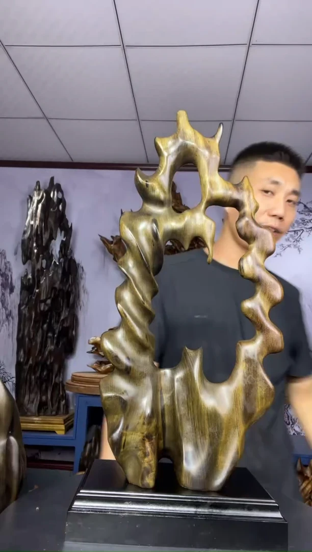 金丝楠木雕款山*金丝楠木工艺品摆件
