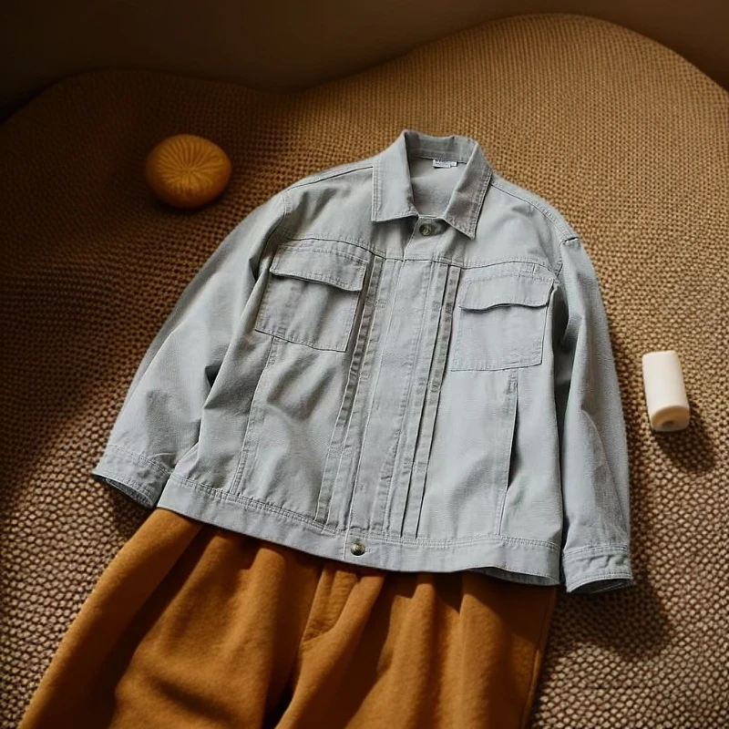 美好精品牛仔衣801~850时尚美式休闲翻领水洗长袖简约修身