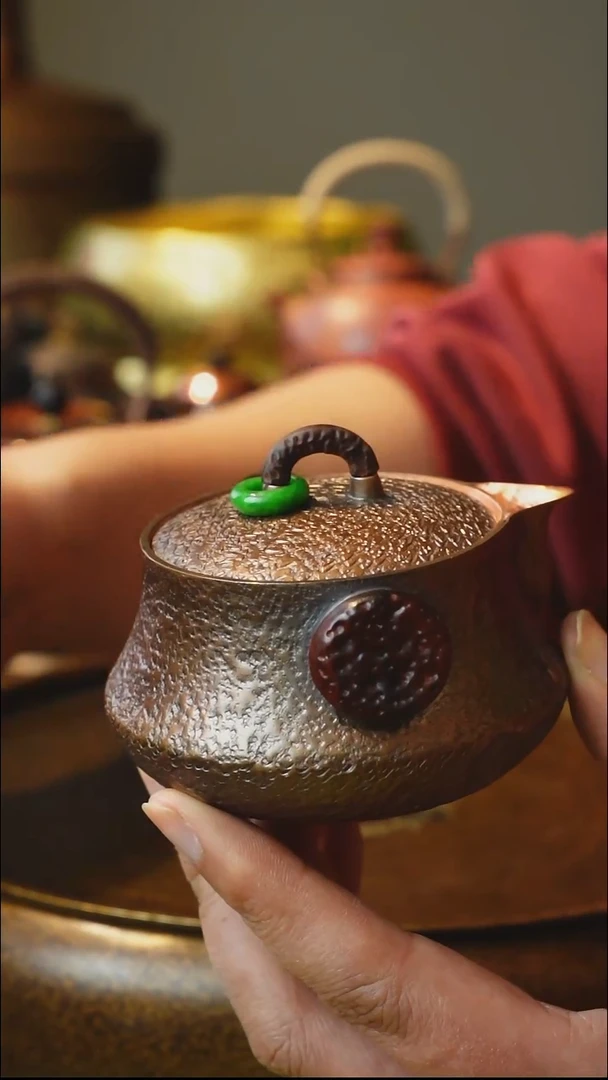 纯紫铜诧寂风手抓壶