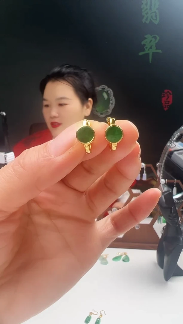 银S925镶嵌翡翠耳饰001