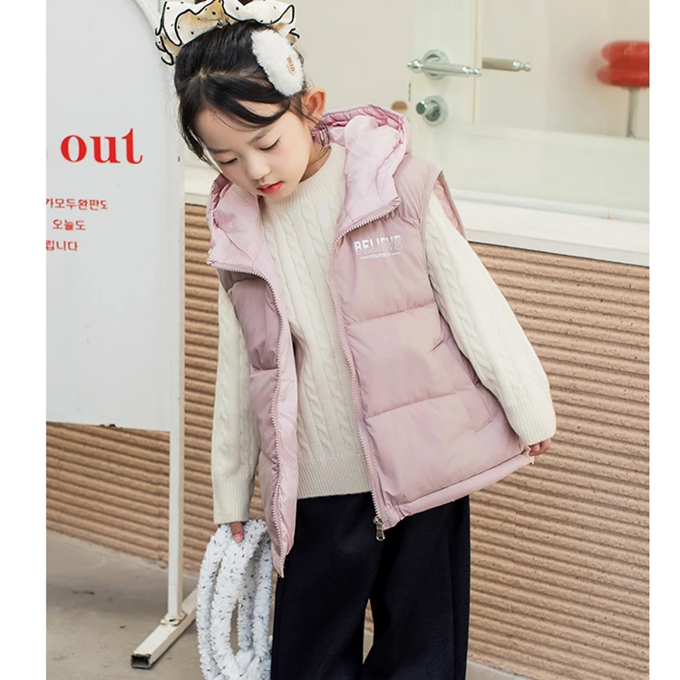 秋冬男女童马甲2025新款儿童棉背心加厚学生装洋气坎肩连帽外穿