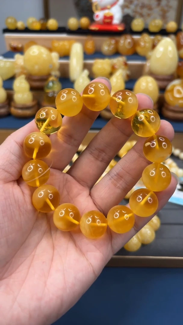 手串琥珀未镶嵌p47精品俄料蜜蜡单圈 16mm 33.45克