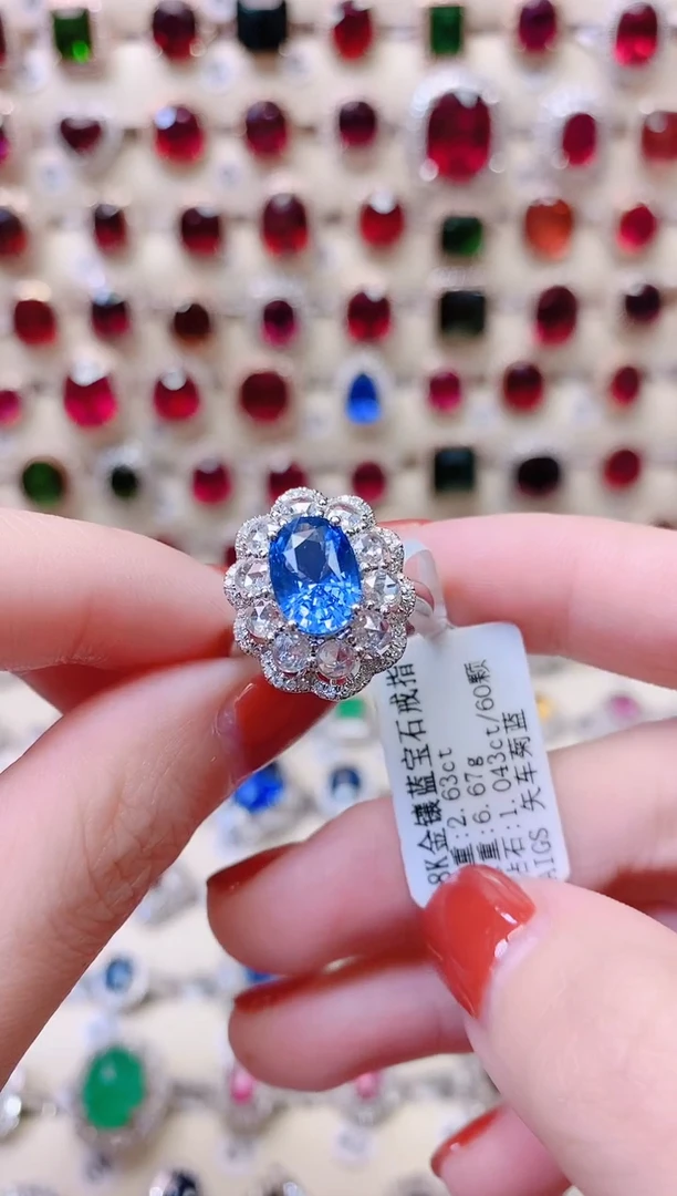 戒指蓝宝石18K金镶嵌拆单 勿拍