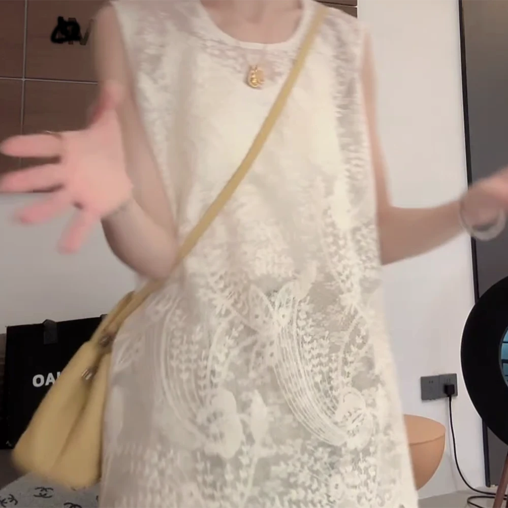 欧若新中式风圆领蕾丝打底背心显瘦夏季复古气质