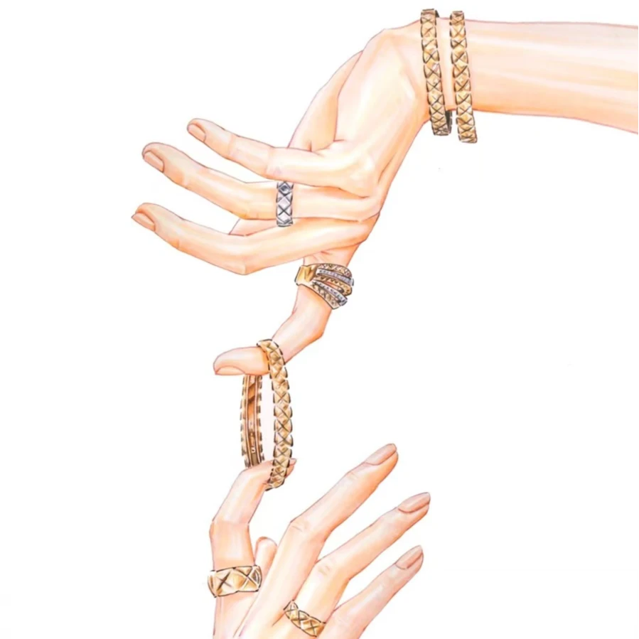 项链 #三男孩专享#003K黄满钻老花字母项链时尚女士复古小众欧美