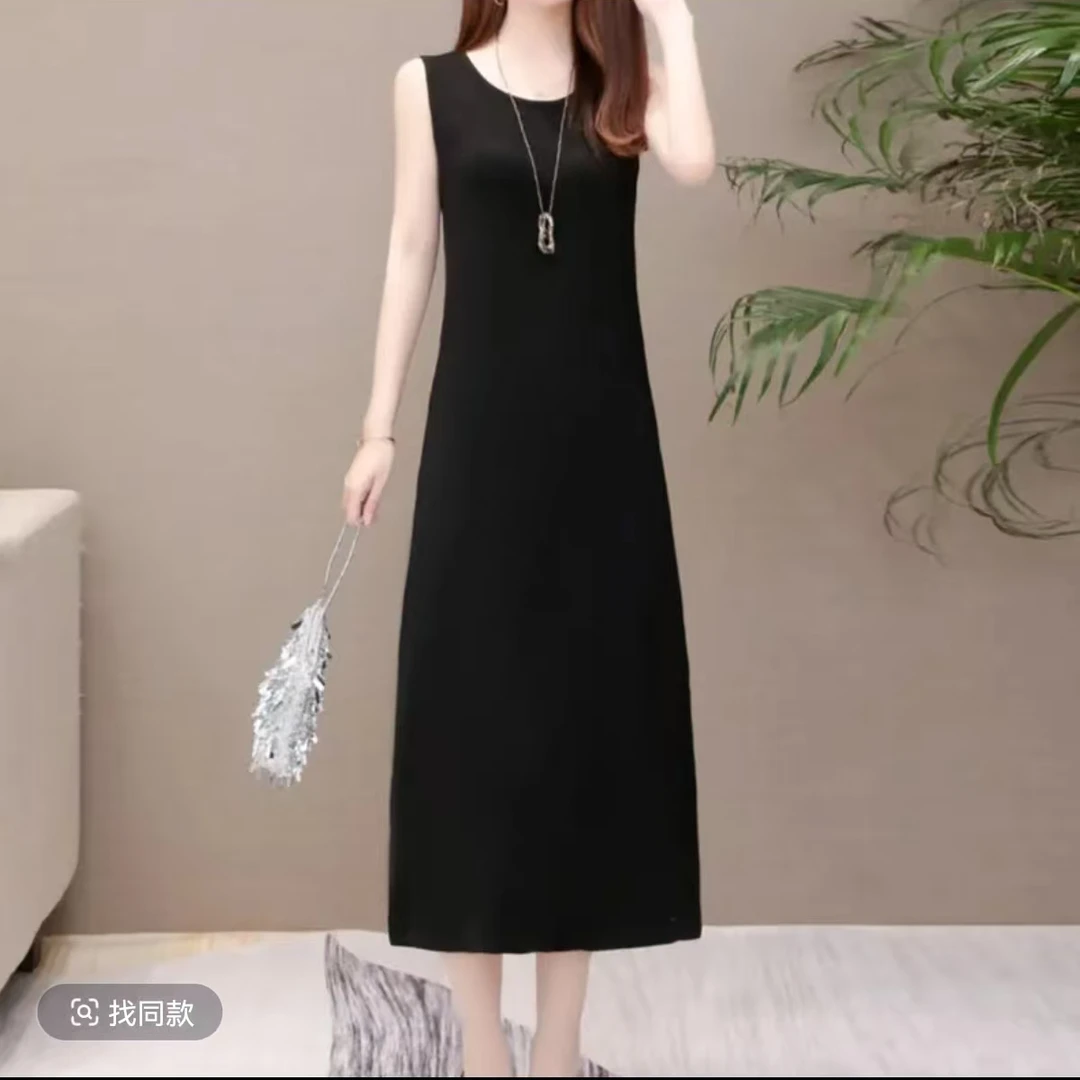 25805款无袖背心连衣裙设计感小众时尚显瘦宽松连衣裙-3