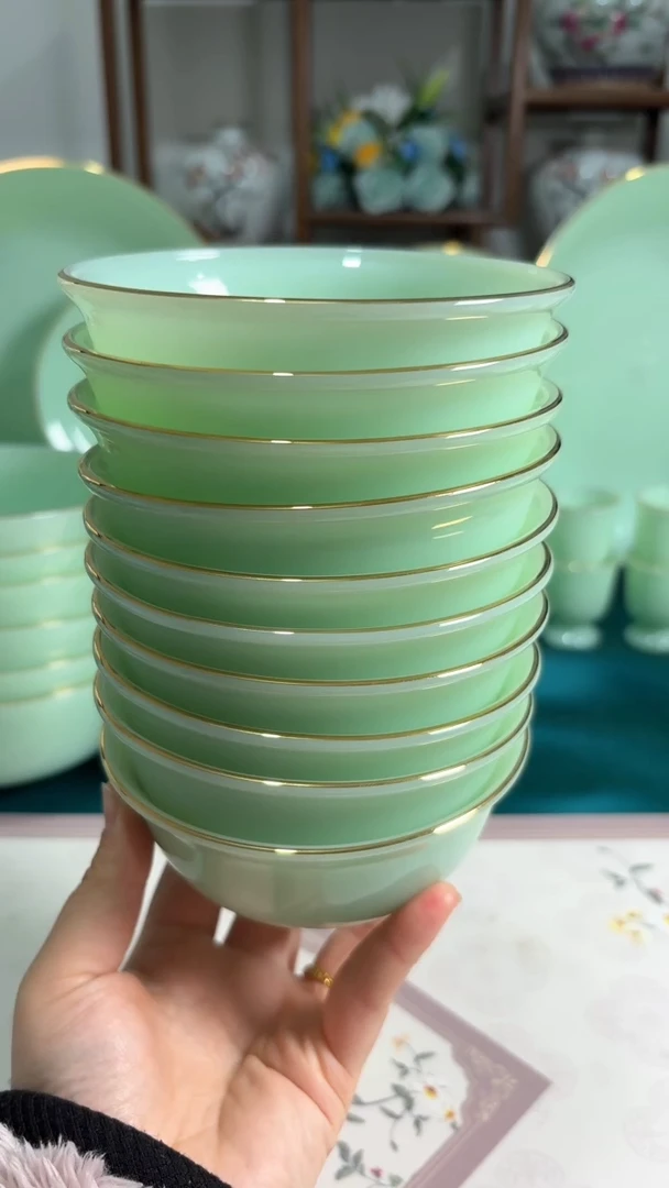 硬质细瓷   4.5英寸玉瓷碗10个口径11.5厘米