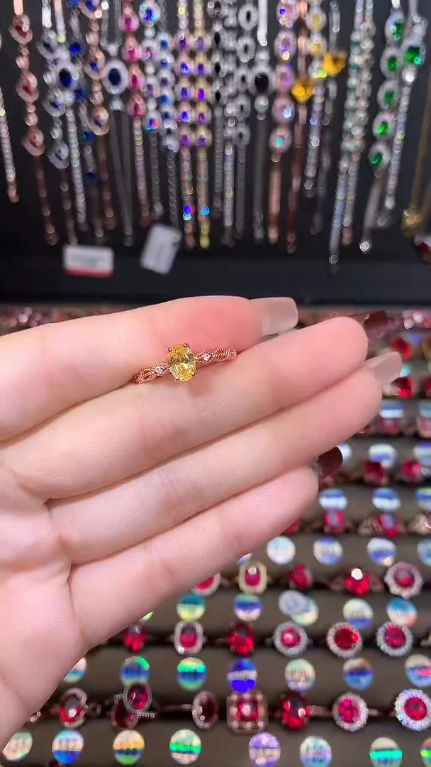 【闪购商品】水晶戒指银S925镶嵌6.8玫瑰金