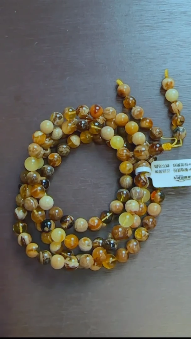 琥珀颈饰未镶嵌溶洞108珠7mm