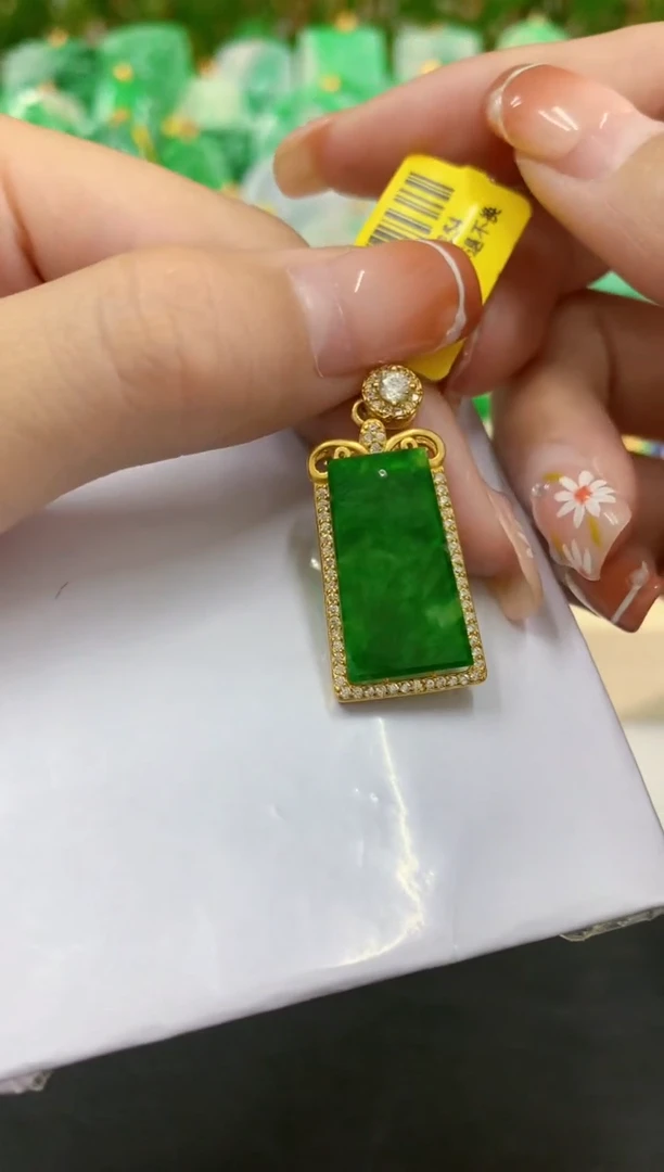吊坠(不含链)银S925镶嵌翡翠挂件