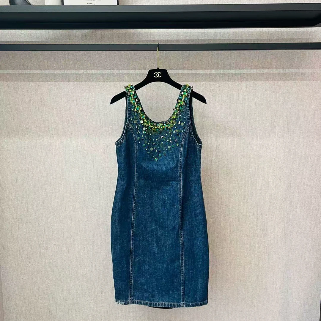 95新 MIU MIU/缪缪 牛仔裙重工钉珠亮片/f42/编号3780