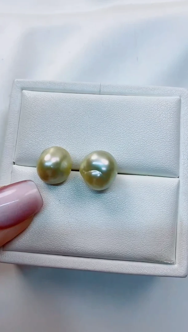 【闪购商品】海水珍珠耳饰银S925镶嵌12-13南洋海水珍珠耳饰