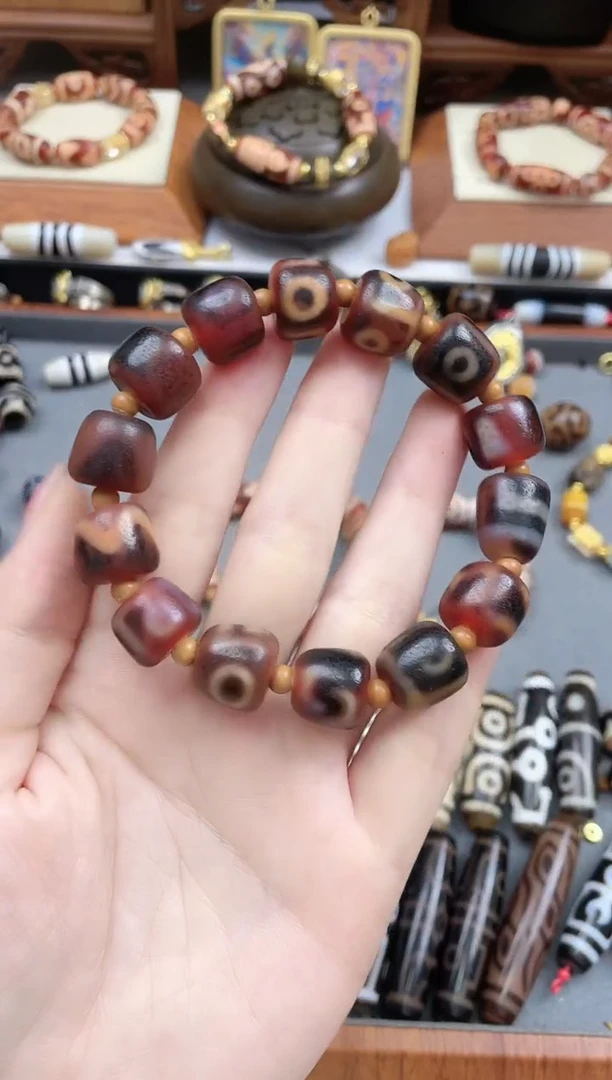 玛瑙/玉髓珠珠未镶嵌快**轩金蟾红肉冻梨断珠手串-快乐