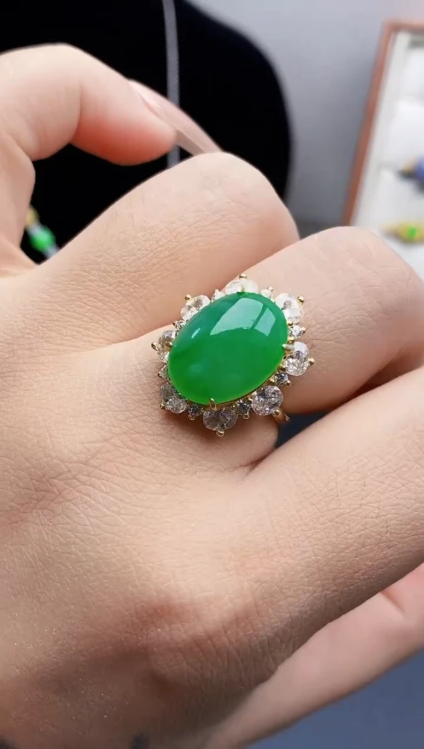 银S925镶嵌戒指翡翠2045