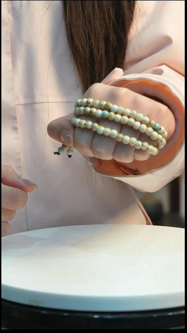 钧窑米白色叠带手串