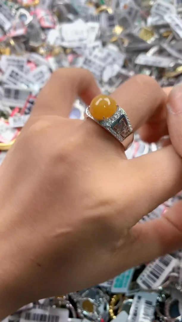银S925镶嵌戒指翡翠888---5