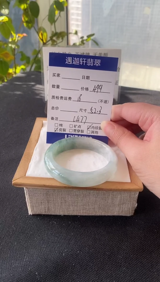 未镶嵌手镯翡翠52.3圈口 C477编码
