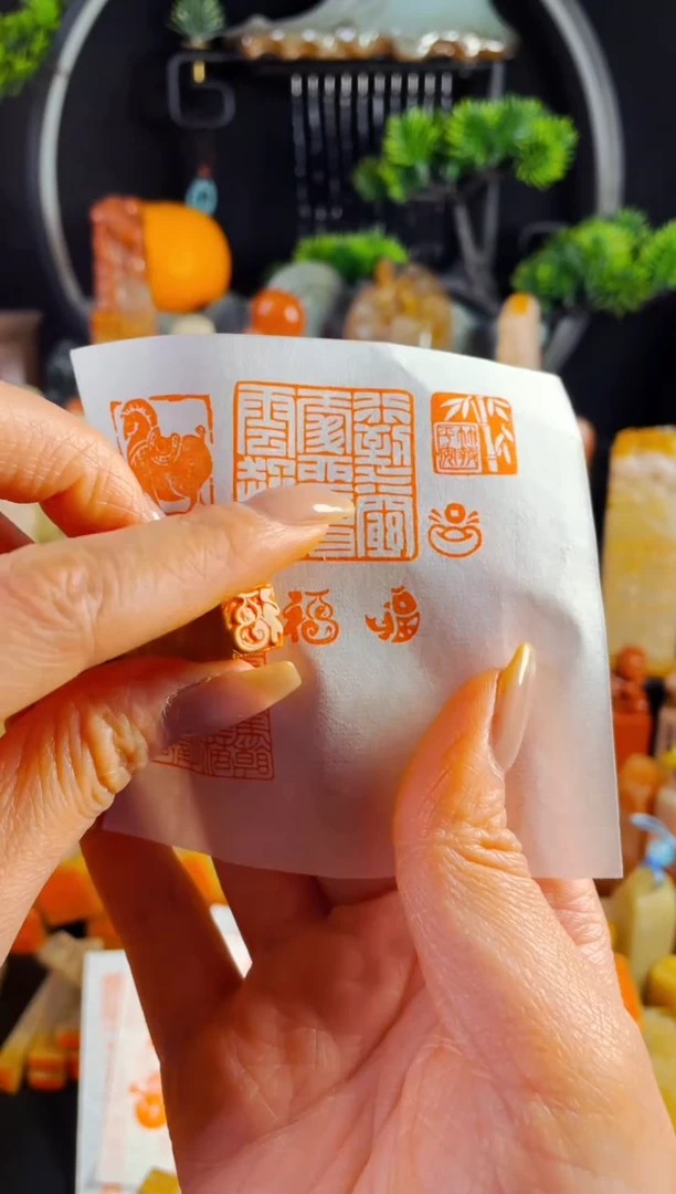 老挝石印石手工篆刻《小小葫芦福》1.0木纹