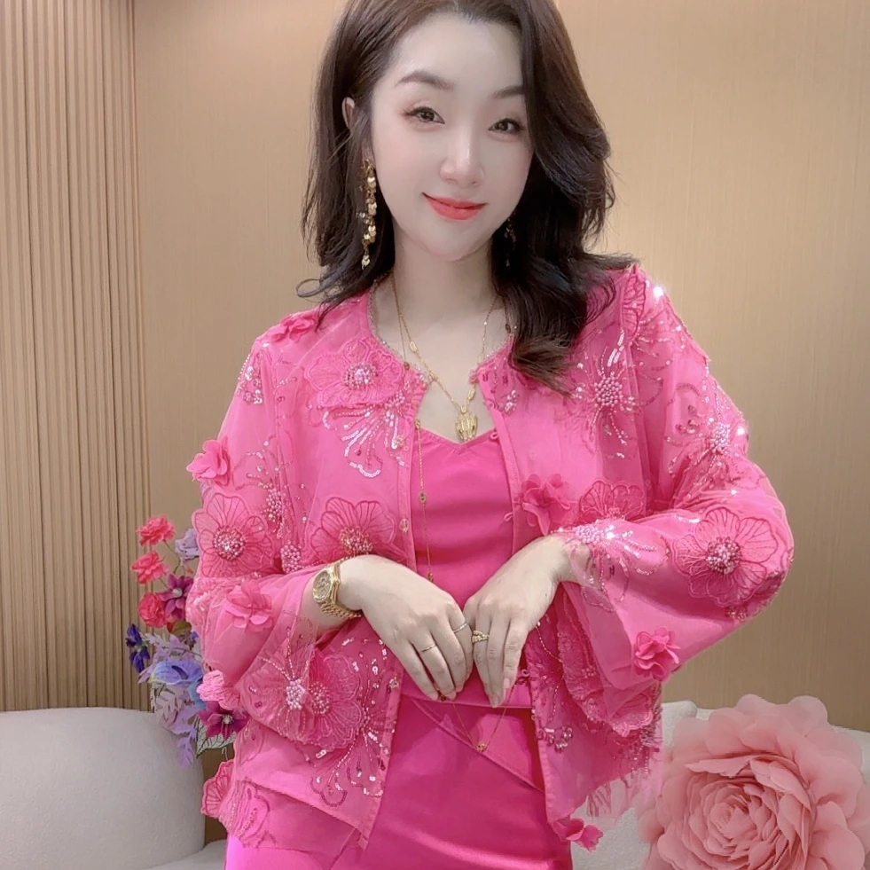 小满服饰【娇美如花】春夏款唯美浪漫法式重工立体刺绣珠片花朵外套