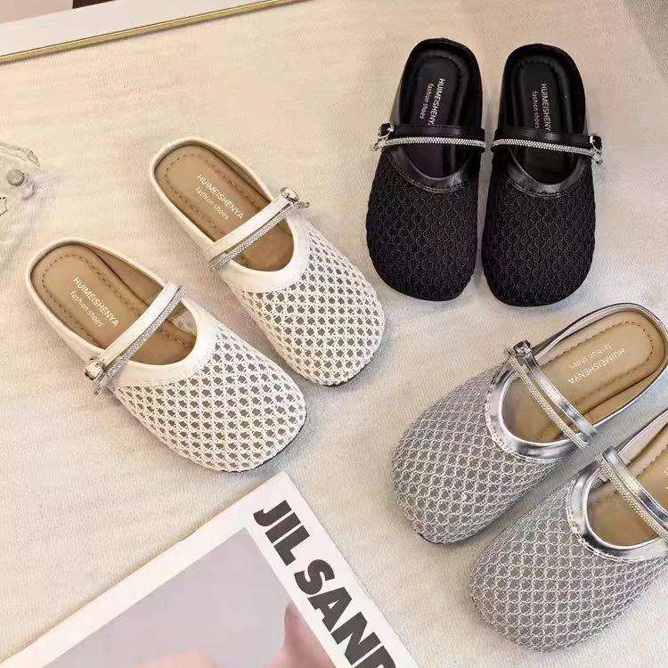 （柚子同款）夏款镂空清凉休闲软底包头高帮半托918