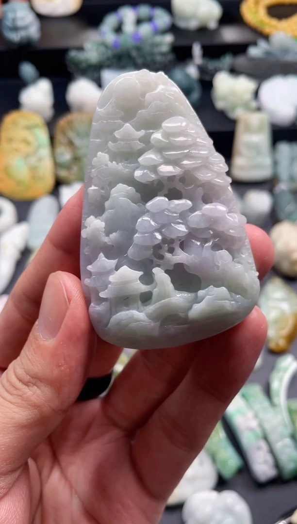 颈饰未镶嵌翡翠23  天然翡翠a货  山水
