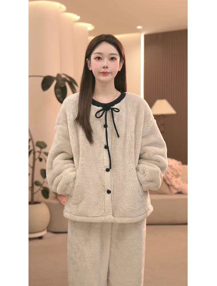 DM【甜雾】高定时尚软绵绵冬季加厚保暖家居服套装