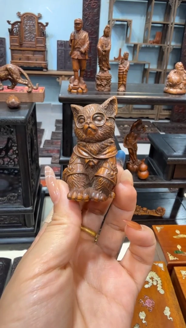 木用****7黄杨 小猫咪摆件