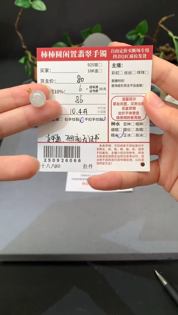 颈饰18K金镶嵌翡翠姐姐250926066