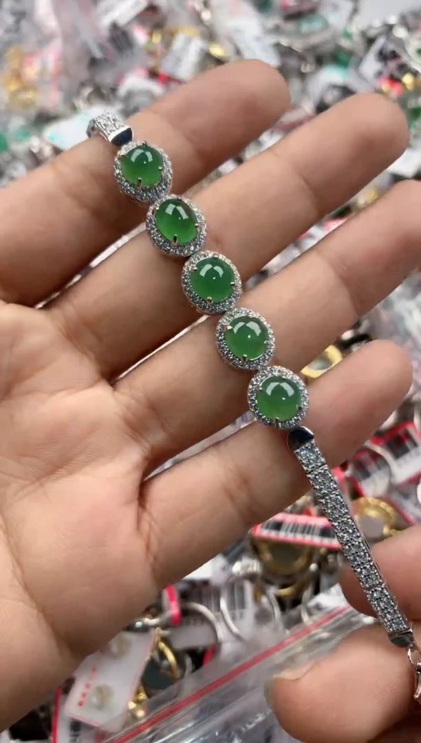 银S925镶嵌戒指翡翠3333----7