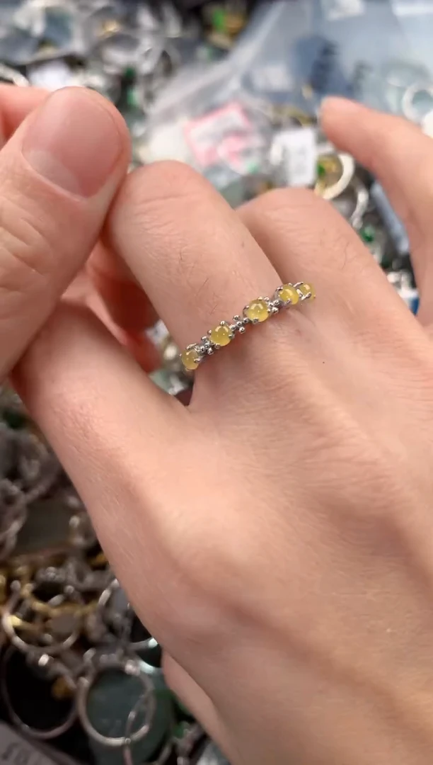 银S925镶嵌戒指翡翠555   6