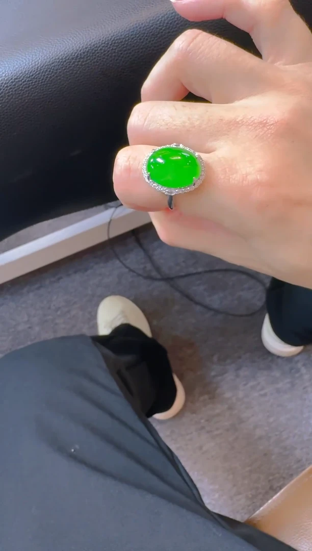 【闪购商品】翡翠戒指银S925镶嵌天然A货翡翠