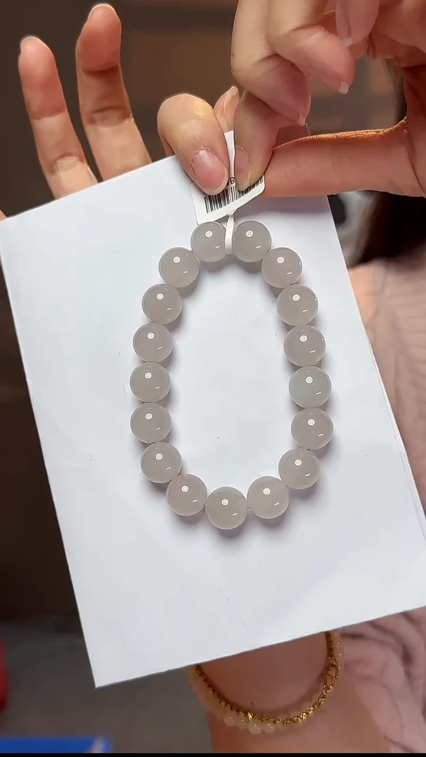 未镶嵌手串和田玉和田玉12mm冰粉紫手串