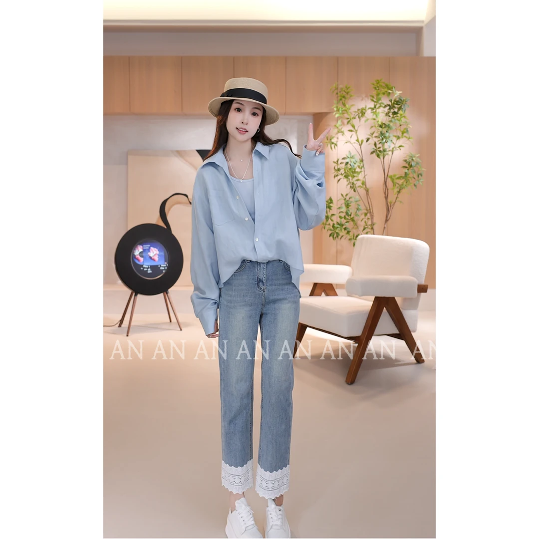 C02366新款气质时尚宽松欧若风显瘦慵懒假两件衬衫