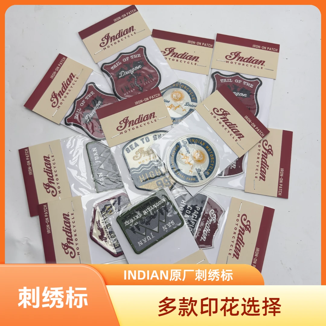 印第安机车原厂个性时尚复古美式布贴骑士皮马甲定制机车刺绣标