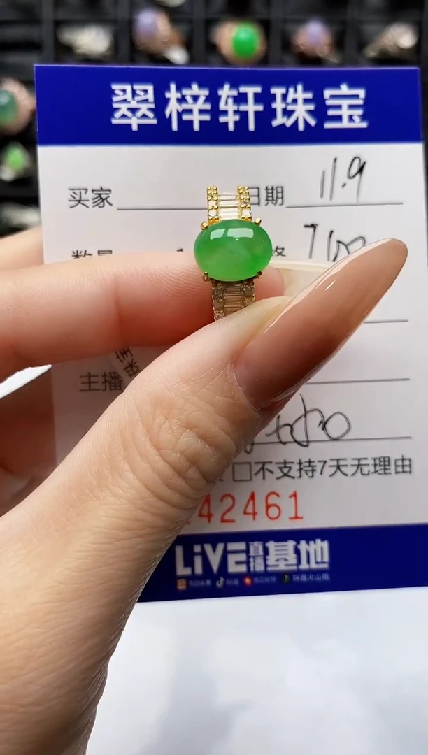 银S925镶嵌戒指翡翠2461