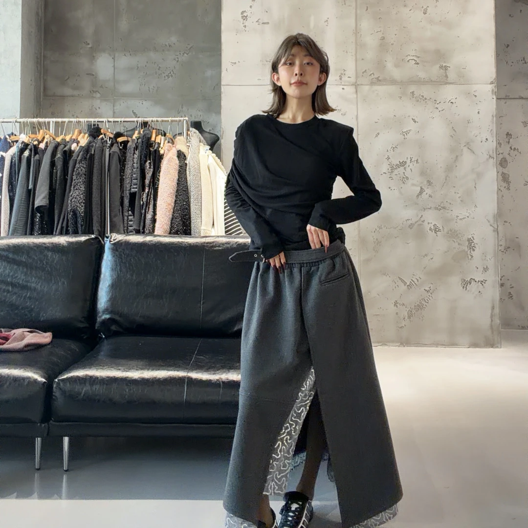 VIVISPLENDID21901#新年定制闪闪亮片西装开衩尼料裙