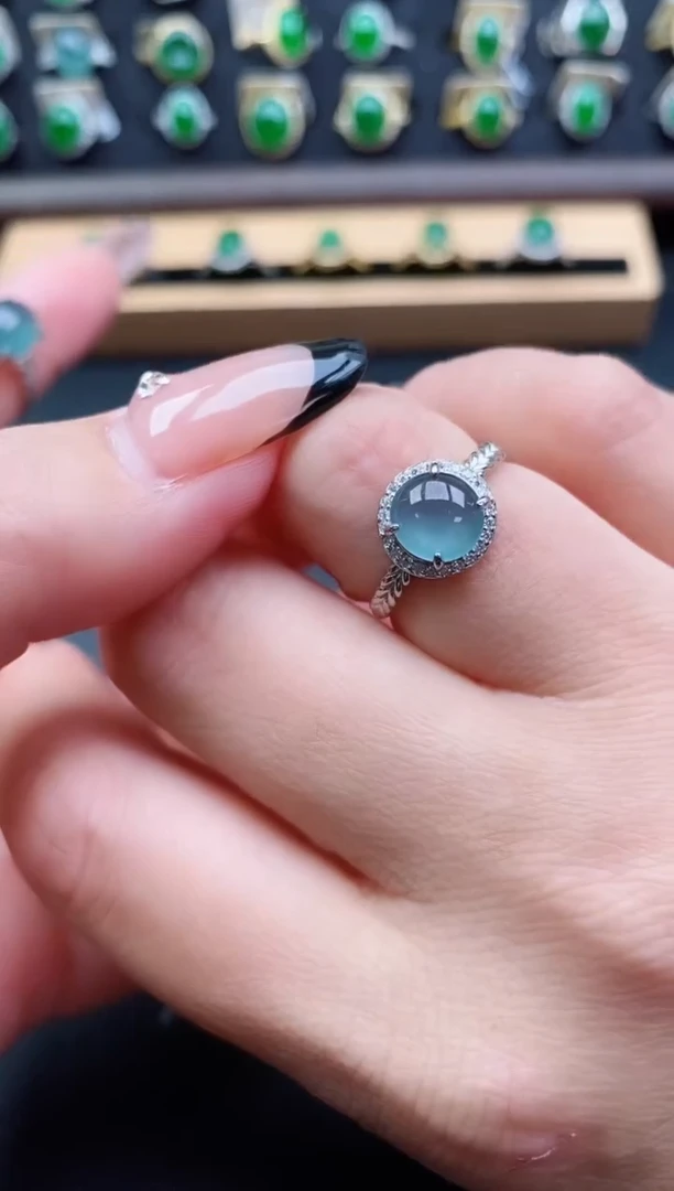 银S925镶嵌戒指翡翠1