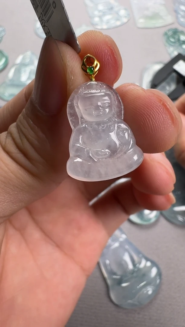 吊坠(不含链)18K金镶嵌翡翠